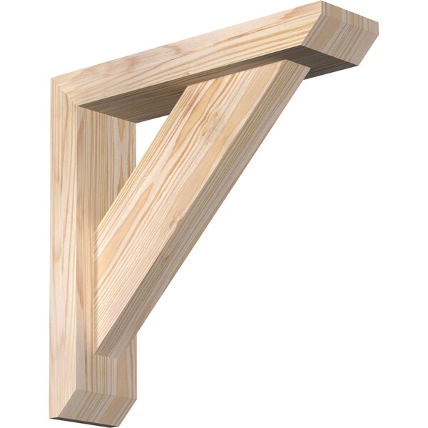 Ekena Millwork Traditional Slat Smooth Bracket w/ Offset Brace, Douglas Fir, 3 1/2"W x 14"D x 14"H BKT0402X14X14TRA06SDF - main